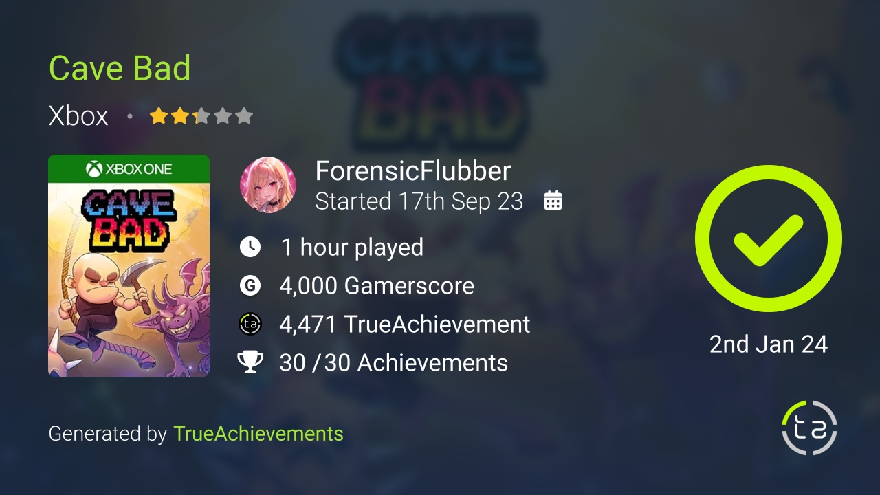 Cave Bad achievement summary